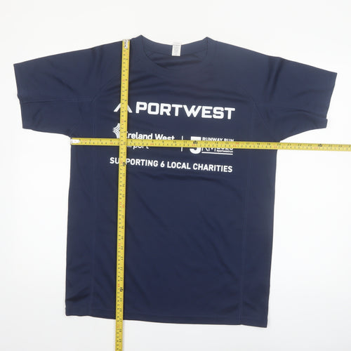 Roly Portwest Men's Navy Polyester Short Sleeve Active T-Shirt M