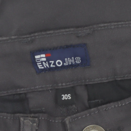 Enzo Jeans Men's Black Slim Fit Chino Trousers 30S