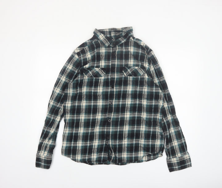 Mountain Warehouse Men's Blue Checked Flannel Button-Up Shirt Size L