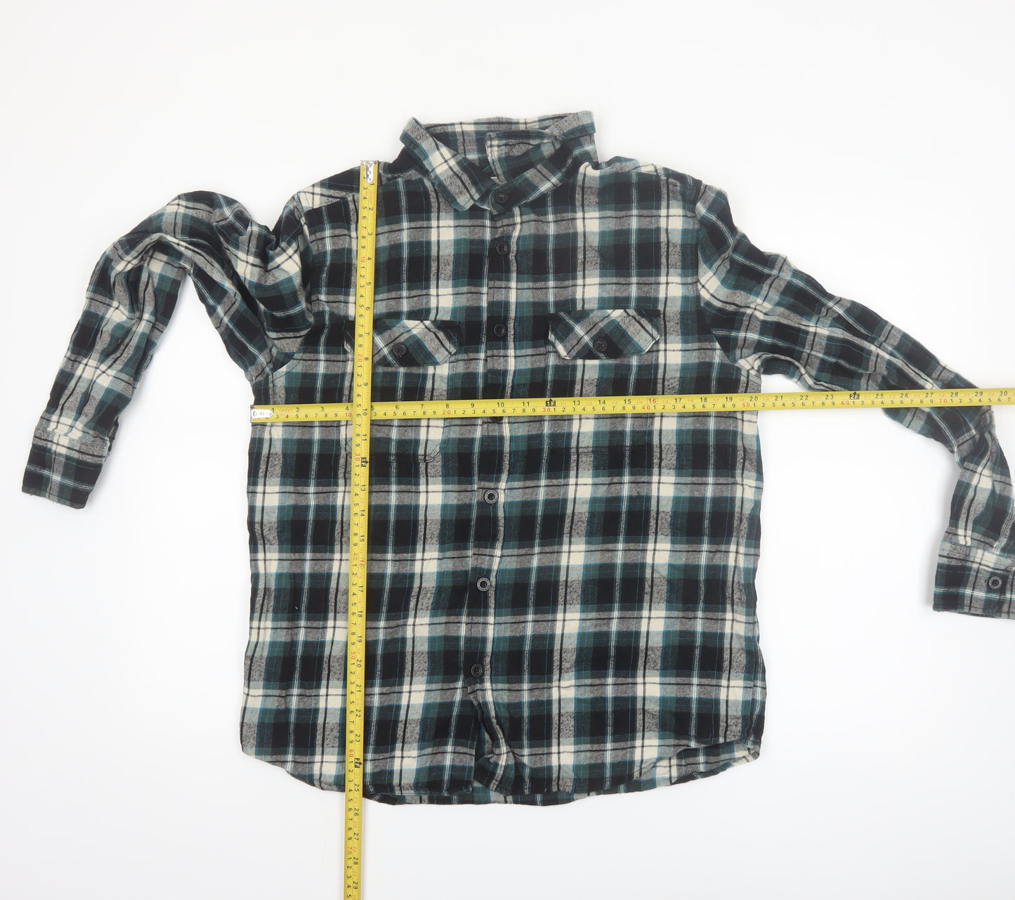 Mountain Warehouse Men's Blue Checked Flannel Button-Up Shirt Size L