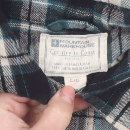 Mountain Warehouse Men's Blue Checked Flannel Button-Up Shirt Size L