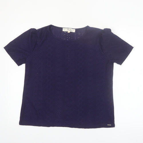 Koala Bay Women's Purple Lace Short Sleeve Blouse Size L