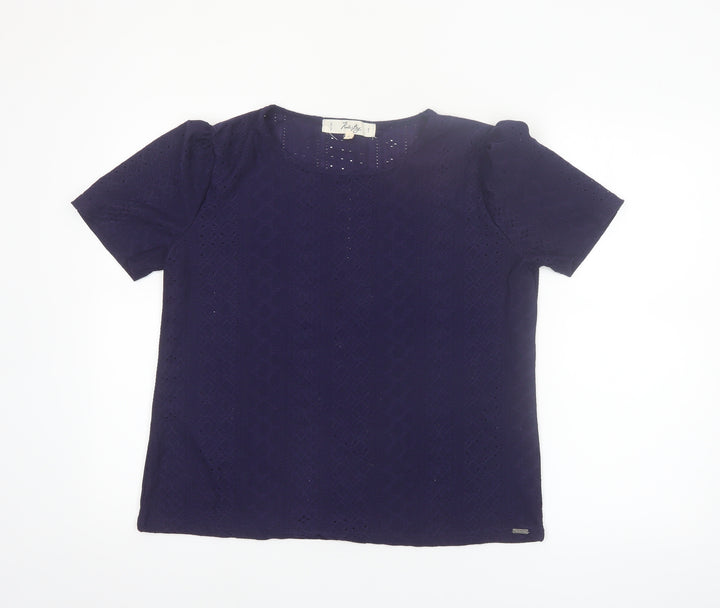 Koala Bay Women's Purple Lace Short Sleeve Blouse Size L