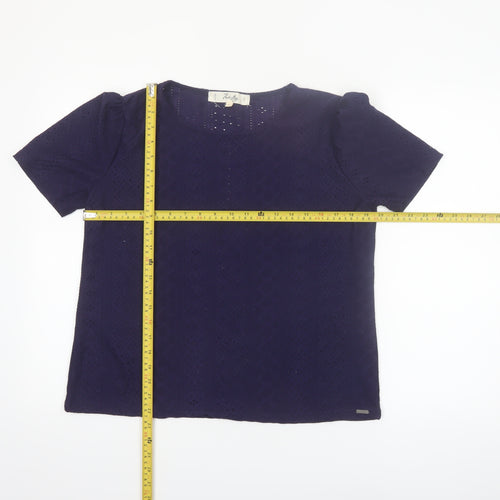 Koala Bay Women's Purple Lace Short Sleeve Blouse Size L