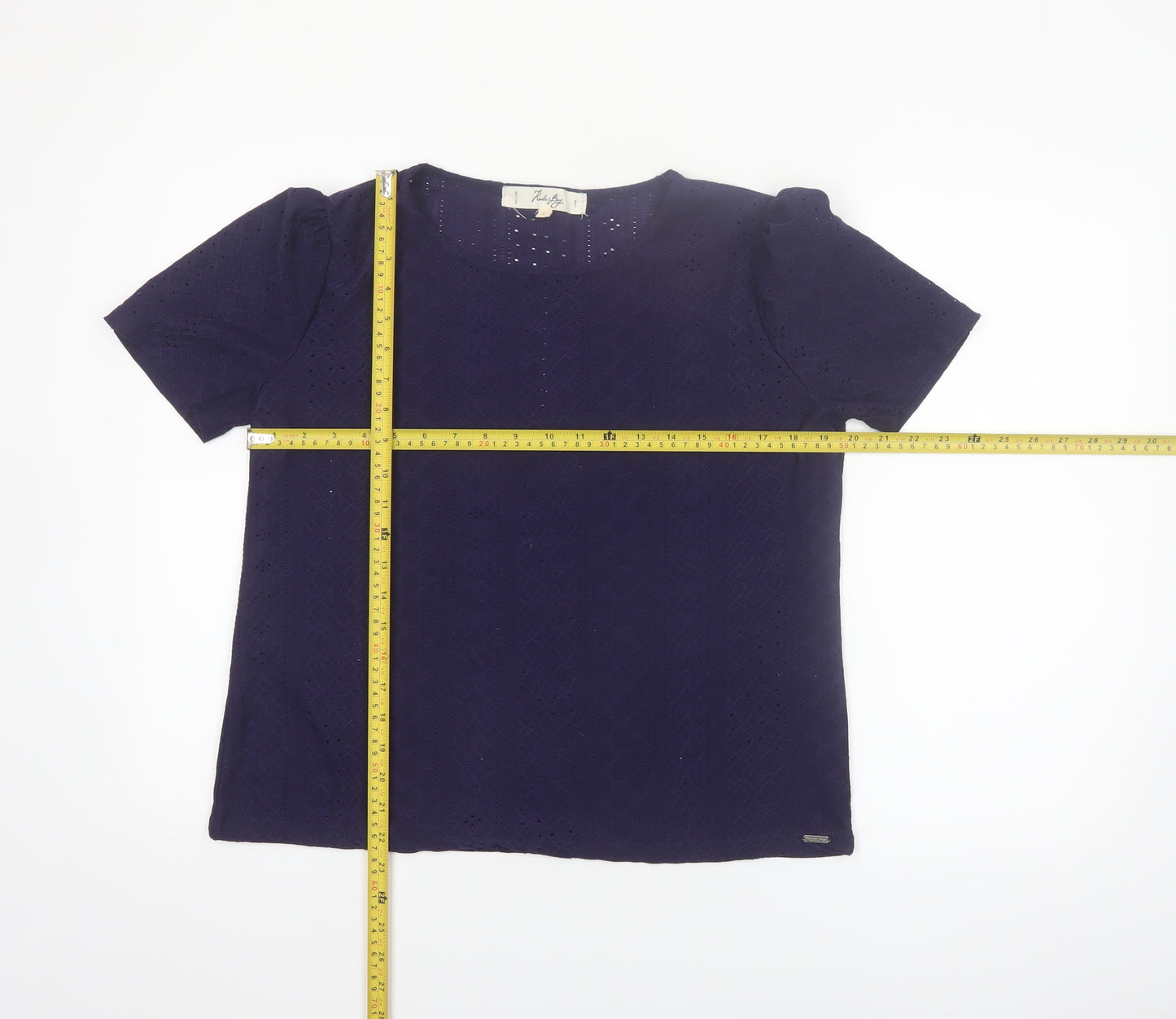 Koala Bay Women's Purple Lace Short Sleeve Blouse Size L