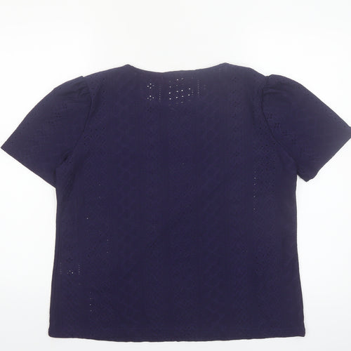 Koala Bay Women's Purple Lace Short Sleeve Blouse Size L