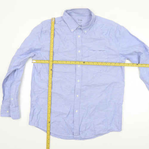 Dunnes Men Blue Cotton Regular Fit Long Sleeve Button-Up Shirt M