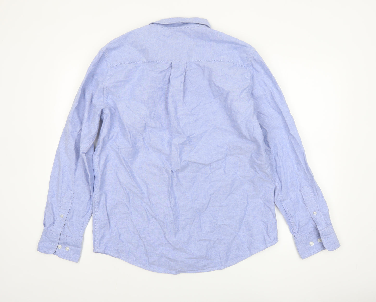 Dunnes Men Blue Cotton Regular Fit Long Sleeve Button-Up Shirt M