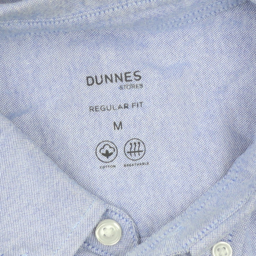Dunnes Men Blue Cotton Regular Fit Long Sleeve Button-Up Shirt M
