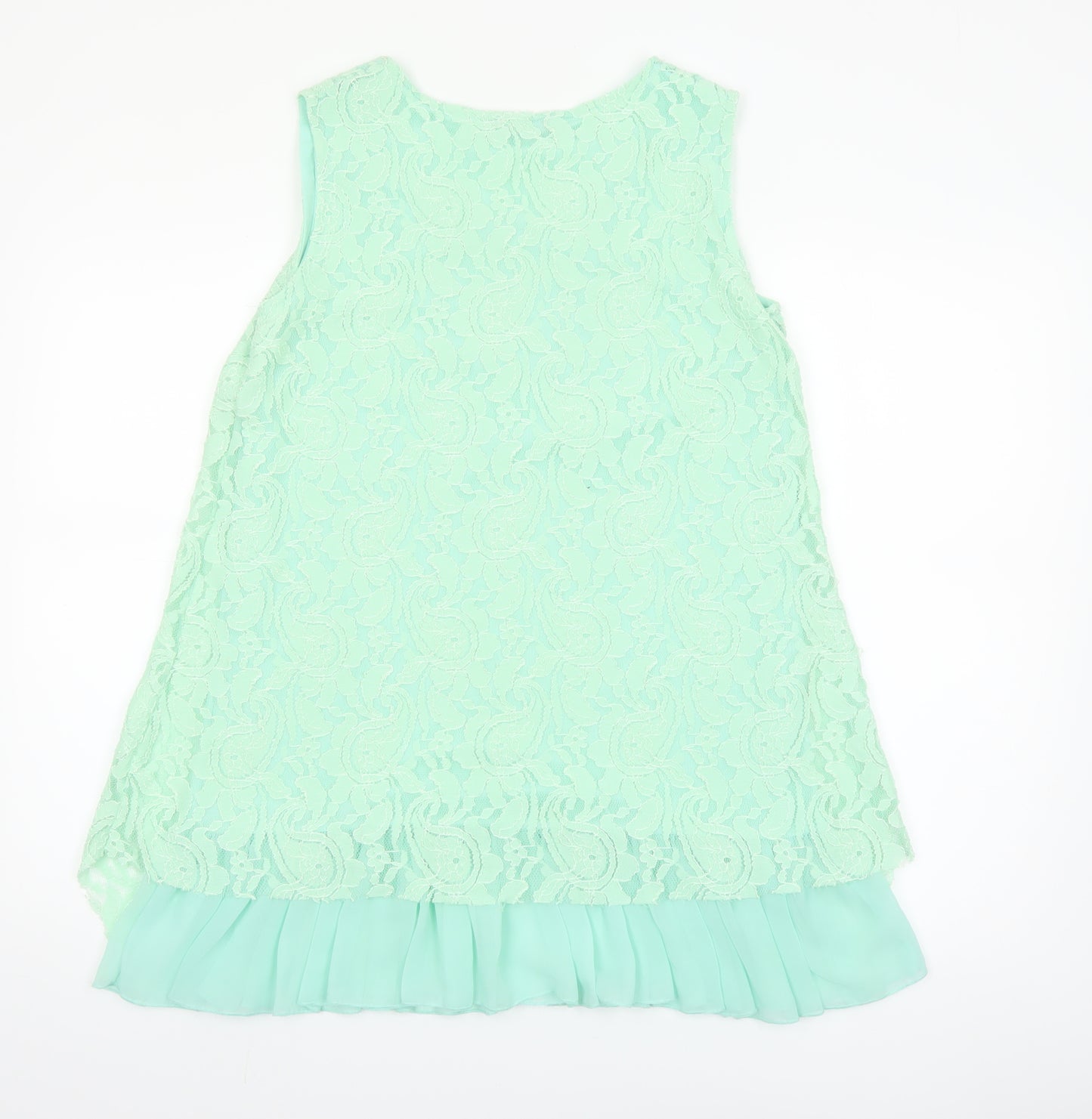 Sophie B Women Green Lace Tunic Blouse Size 14 Sleeveless