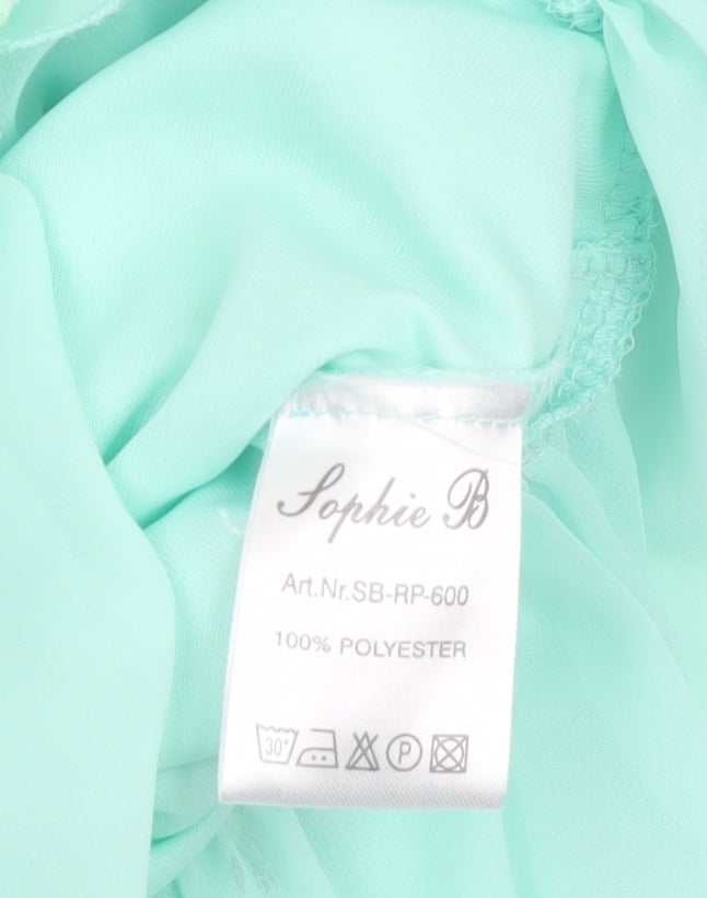 Sophie B Women Green Lace Tunic Blouse Size 14 Sleeveless