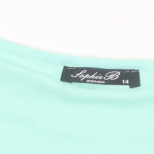 Sophie B Women Green Lace Tunic Blouse Size 14 Sleeveless