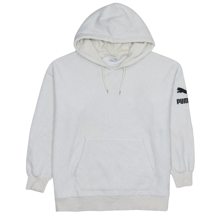 PUMA Women's Ivory XS Pullover Hoodie with Logo Sleeve Pocketed Sweatshirt
