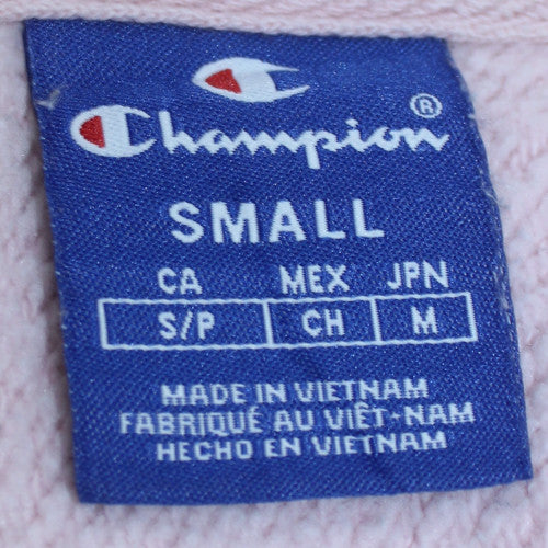 Champion Womens Pink Small Pullover Sweatshirt Crew Neck Logo Cotton Blend