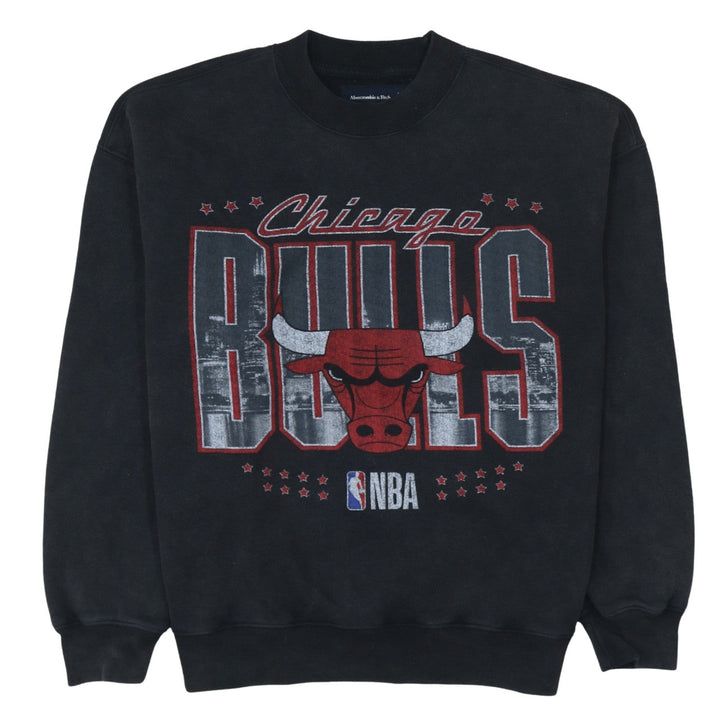 Abercrombie & Fitch Women Black Chicago Bulls Oversized Sweatshirt S