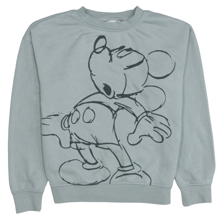 Disney Womens Grey Mickey Mouse Pullover Sweatshirt 2XS