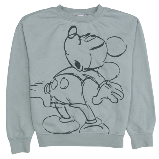 Disney Womens Grey Mickey Mouse Pullover Sweatshirt 2XS