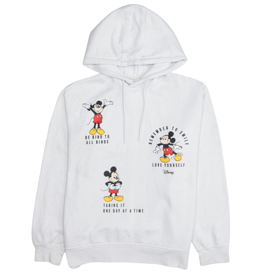 Disney Women's White Mickey Mouse Hoodie Size 12/14 Pullover Graphic Primark