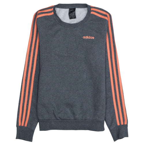 Adidas Womens Grey Orange Crew Neck Pullover Sweatshirt XS