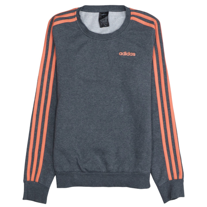 Adidas Womens Grey Orange Crew Neck Pullover Sweatshirt XS