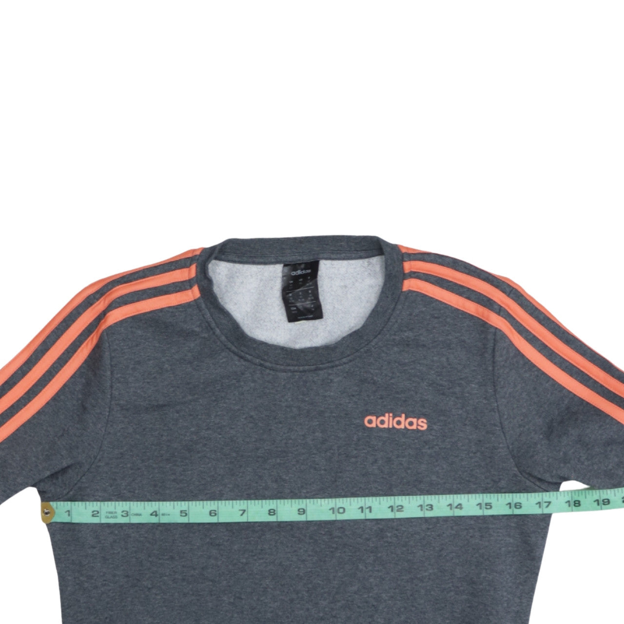 Adidas Womens Grey Orange Crew Neck Pullover Sweatshirt XS
