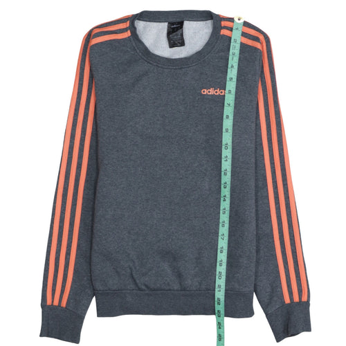 Adidas Womens Grey Orange Crew Neck Pullover Sweatshirt XS
