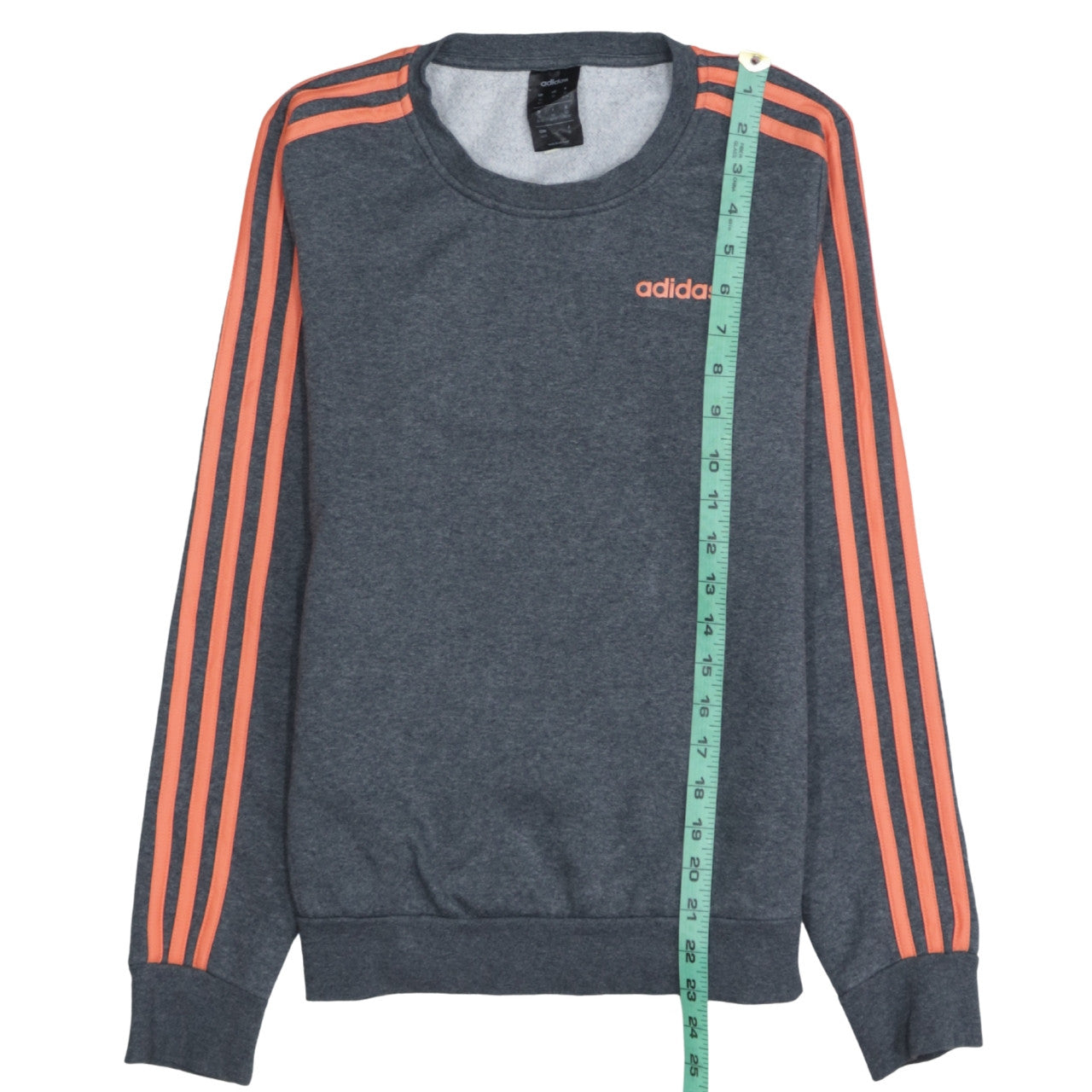 Adidas Womens Grey Orange Crew Neck Pullover Sweatshirt XS