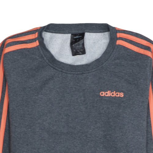 Adidas Womens Grey Orange Crew Neck Pullover Sweatshirt XS