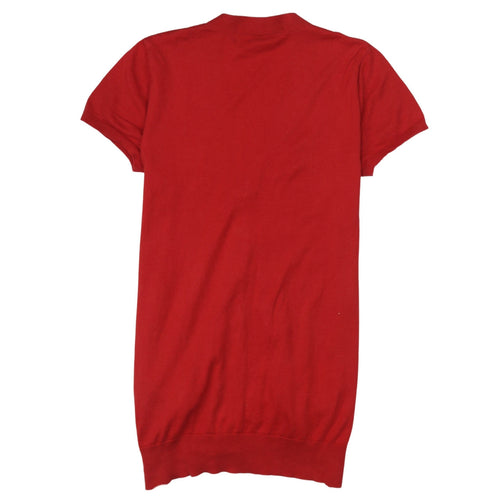 Ralph Lauren Women Red Cotton Short Sleeve V-Neck Cardigan L