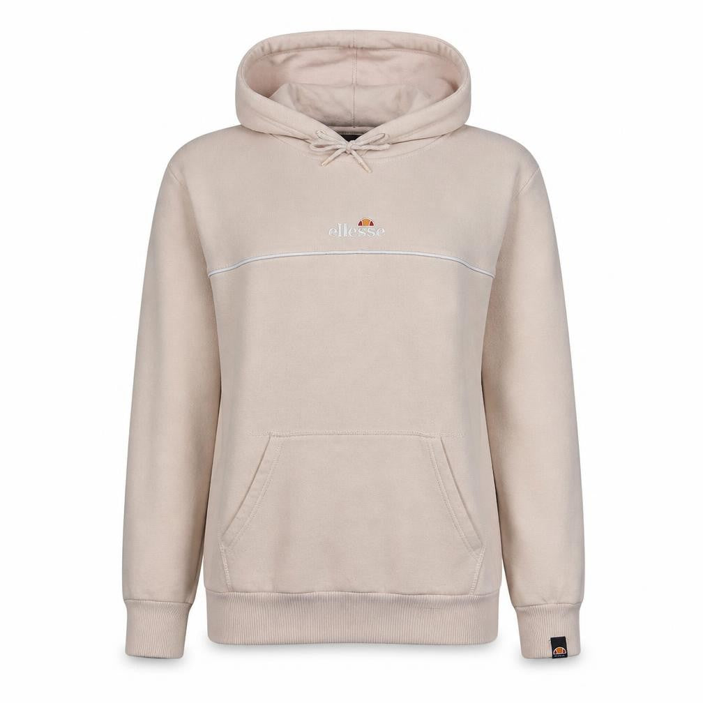 Front view of Ellesse women’s beige pullover hoodie medium cotton blend logo casual