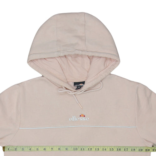 Ellesse Womens Beige Pullover Hoodie Medium Cotton Blend Logo Casual