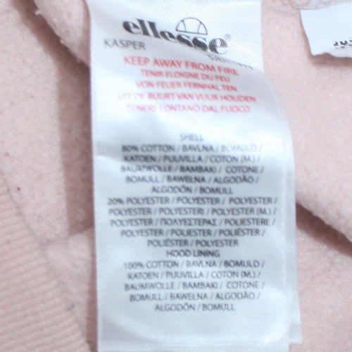 Ellesse Womens Beige Pullover Hoodie Medium Cotton Blend Logo Casual