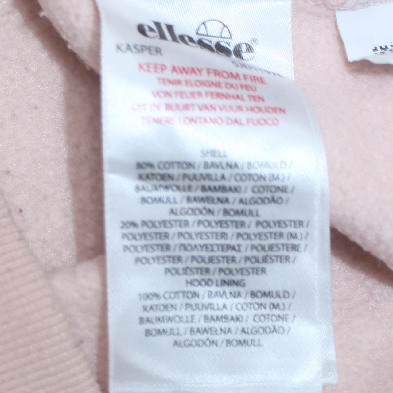 Ellesse Womens Beige Pullover Hoodie Medium Cotton Blend Logo Casual