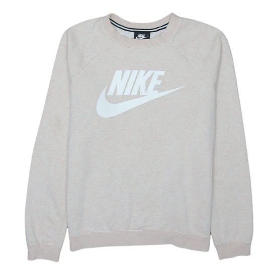 Nike Women Beige Crew Neck Pullover Sweatshirt Medium