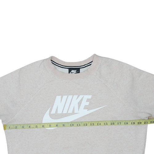 Nike Women Beige Crew Neck Pullover Sweatshirt Medium