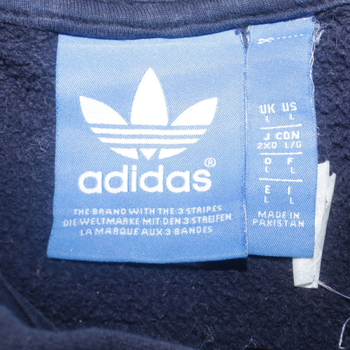 adidas Men's Blue Full Zip Hoodie Size L Classic Fleece Sweatshirt