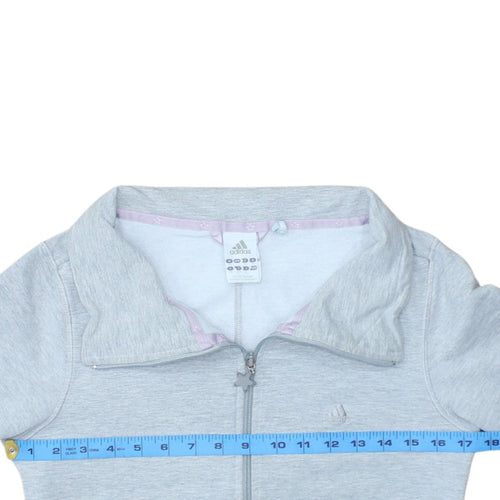Adidas Women's Grey Track Jacket Size 12 Full Zip Sports Top