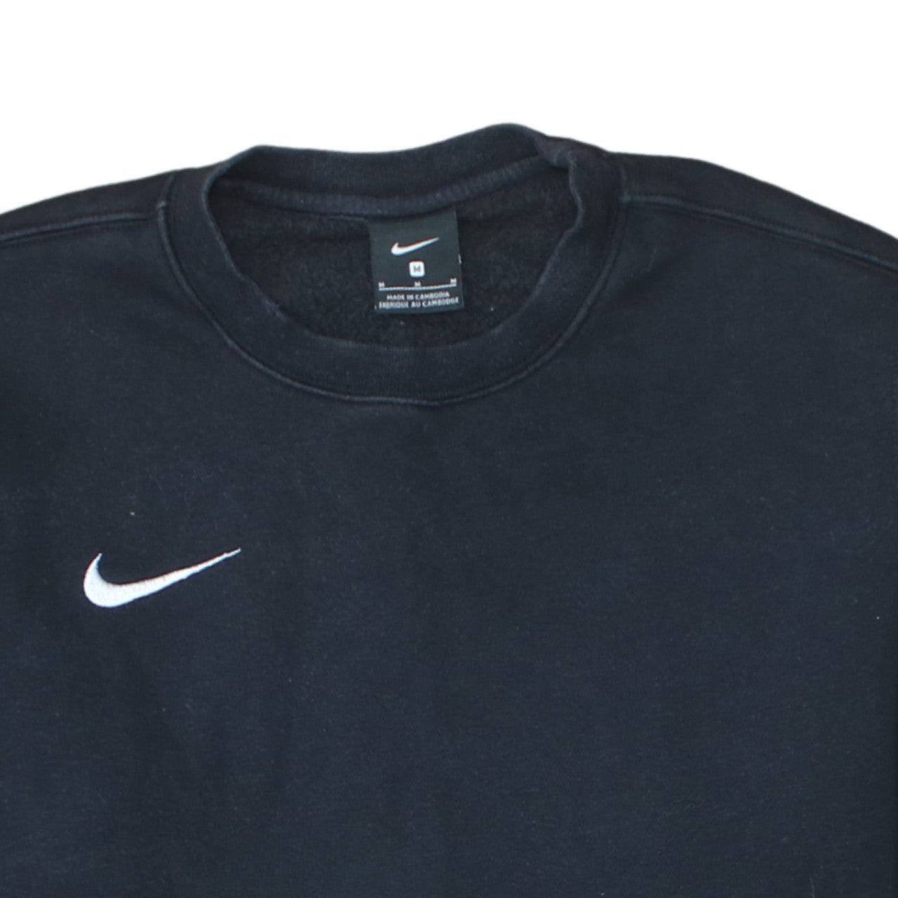 Nike Men's Black Pullover Sweatshirt M Crew Neck Fleece Logo