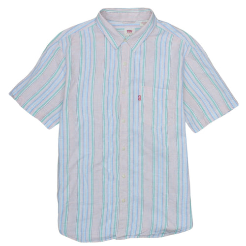 Levi's Men's Multicoloured Striped Short Sleeve Button-Up Shirt M