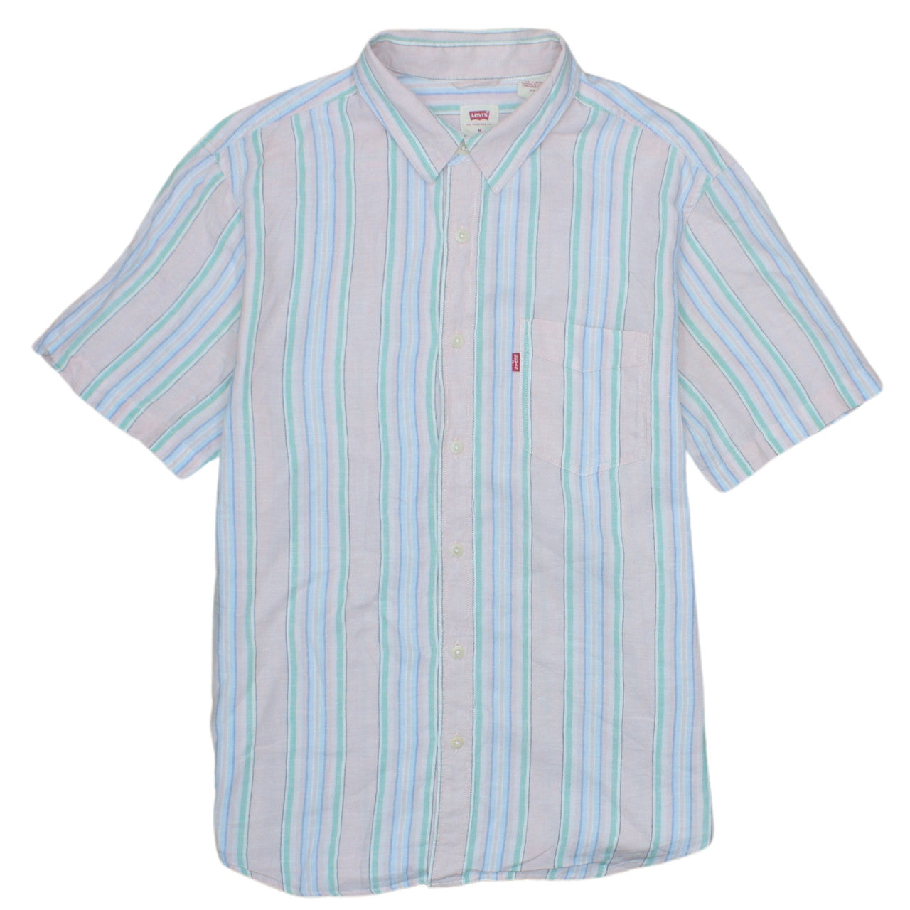 Levi's Men's Multicoloured Striped Short Sleeve Button-Up Shirt M
