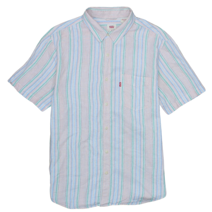 Levi's Men's Multicoloured Striped Short Sleeve Button-Up Shirt M