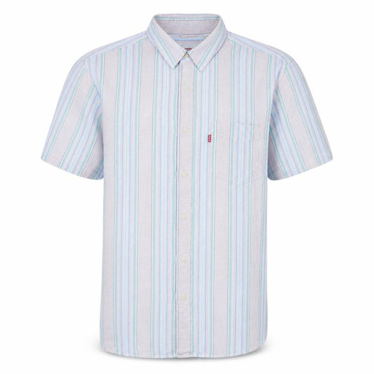 Front view of Levi's Men's Multicoloured Striped Short Sleeve Button-Up Shirt M