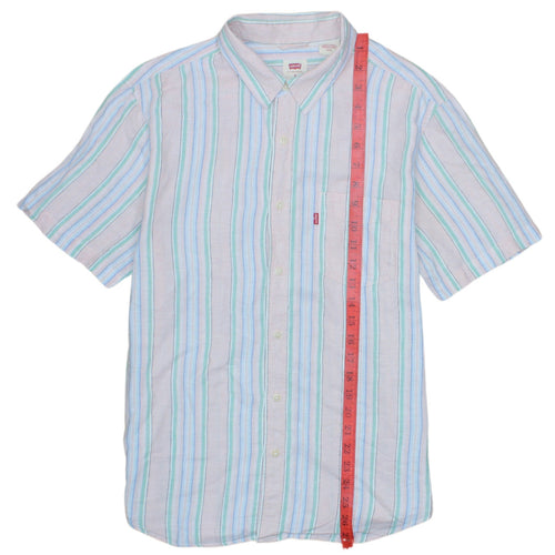 Levi's Men's Multicoloured Striped Short Sleeve Button-Up Shirt M