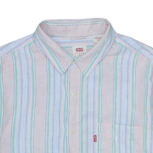 Levi's Men's Multicoloured Striped Short Sleeve Button-Up Shirt M