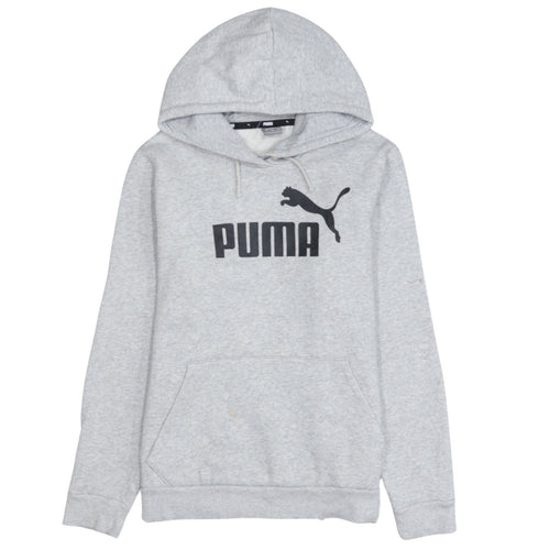 Puma Mens Grey Pullover Hoodie M Logo Fleece Sweatshirt