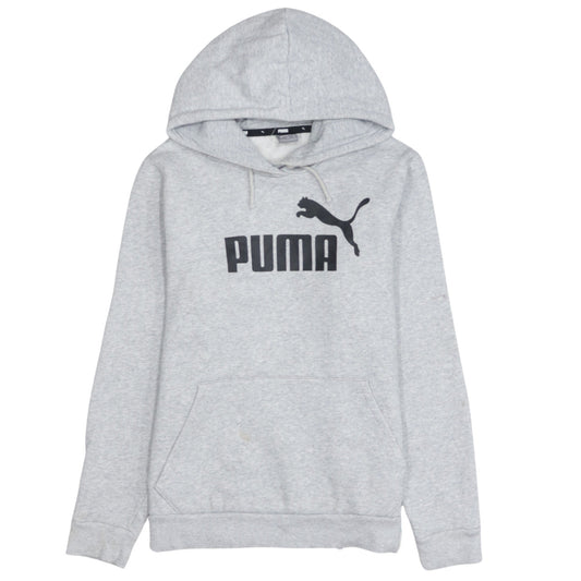 Puma Mens Grey Pullover Hoodie M Logo Fleece Sweatshirt