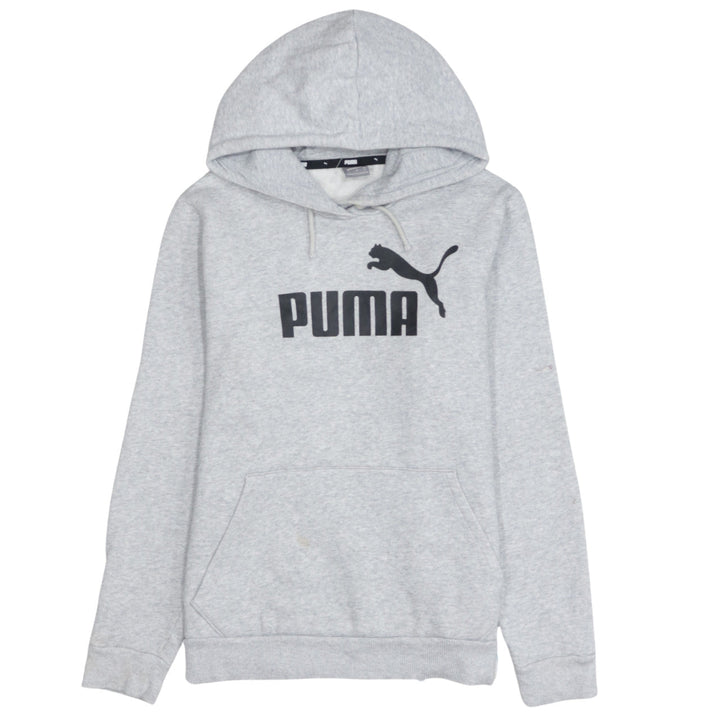 Puma Mens Grey Pullover Hoodie M Logo Fleece Sweatshirt