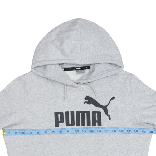 Puma Mens Grey Pullover Hoodie M Logo Fleece Sweatshirt