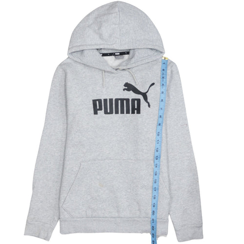 Puma Mens Grey Pullover Hoodie M Logo Fleece Sweatshirt