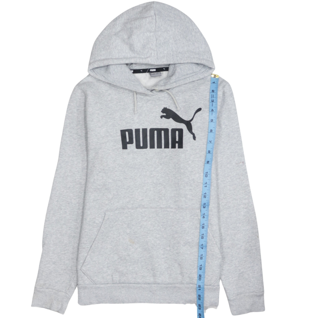 Puma Mens Grey Pullover Hoodie M Logo Fleece Sweatshirt